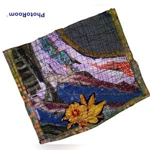 Handmade OOAK Little Pouch Pochette Make up bag Organizer Art Scrap Fabric